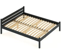 Двуспальная кровать Solarius Классика из массива сосны, с ортопедическим основанием, 190x180 см, габариты 200x190 см, антрацит 401-10022-190