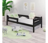 Односпальная кровать Solarius подростковая, из массива сосны, с реечным основанием, 160x70 см, габариты 170x80 см, черный оникс det70-160onix