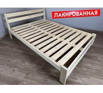 Двуспальная кровать Solarius Мишка усиленная, из массива сосны, с реечным основанием, 200x180 см, габариты 210x190 см, лакированная 180mlak