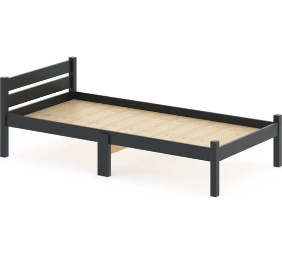 Односпальная кровать Solarius Мишка Компакт сосновая, со сплошным основанием, антрацит, 70x190 см mkompakt70ser-190-full 1
