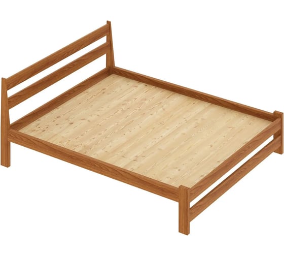 Двуспальная кровать Solarius Мишка усиленная, из массива сосны, со сплошным основанием, 190x180 см, габариты 200x190 см, ольха 180molha-190-full 1