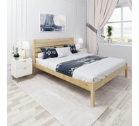 Двуспальная кровать Solarius Классика из массива сосны, с высокой спинкой и ортопедическим основанием, 200x160 см, габариты 210x170 см, без покраски klasorto-spin160