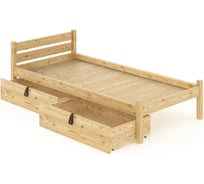 Двуспальная кровать Solarius Мишка усиленная, из массива сосны, со сплошным основанием 190x150 см, габариты 200x160 см, с двумя выкатными ящиками, розовый 150mroz-190-full-2yash