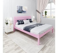 Двуспальная кровать Solarius Классика из массива сосны, с высокой спинкой и ортопедическим основанием, 190x120 см, габариты 200x130 см, розовый klasorto-spin120roz-190