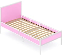 Односпальная кровать Solarius Лофт Компакт с ортопедическим основанием, розовый, с белым металлическим каркасом, 90x200 см KOMP90loft-roz-white-orto