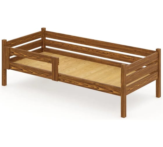 Односпальная кровать Solarius подростковая, из массива сосны, со сплошным основанием, 160x80 см, габариты 170x90 см, темный дуб det80-160temd-full 1