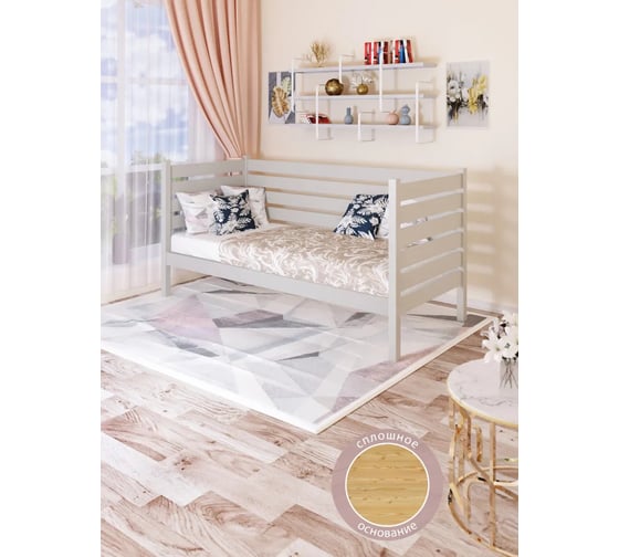 Односпальная тахта Solarius из массива сосны, со сплошным основанием, 180x90 см, габариты 190x100 см, платина tahta90-180plat-full 1