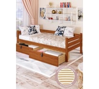 Односпальная тахта Solarius из массива сосны, с ортопедическим основанием, 160x90 см, габариты 170x100 см, с двумя выкатными ящиками, ольха tahta90-160olha-orto-2yash