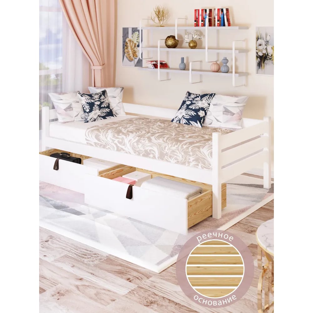 Односпальная тахта Solarius из массива сосны, с реечным основанием ...