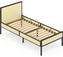 Односпальная кровать Solarius Лофт Компакт с ортопедическим основанием, ваниль, с черным металлическим каркасом, 80x200 см KOMP80loft-van-black-orto