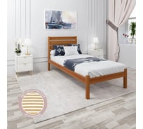 Односпальная кровать Solarius Классика из массива сосны, с ортопедическим основанием и высокой спинкой, ольха 90x190 см klasorto-spin90olha-190