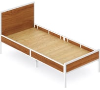 Односпальная кровать Solarius Лофт Компакт со сплошным основанием, ольха с белым металлическим каркасом, 90x200 см KOMP90loft-olha-white-full