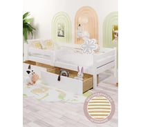 Односпальная кровать Solarius подростковая, из массива сосны, с ортопедическим основанием, 160x80 см, габариты 170x90 см, с двумя выкатными ящиками, темный дуб det80-160tdub-orto-2yash