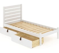 Односпальная кровать Solarius Классика из массива сосны, с ортопедическим основанием и высокой спинкой, 80x190 см, с двумя выкатными ящиками, черный оникс klasorto-spin80onix-190-2yash