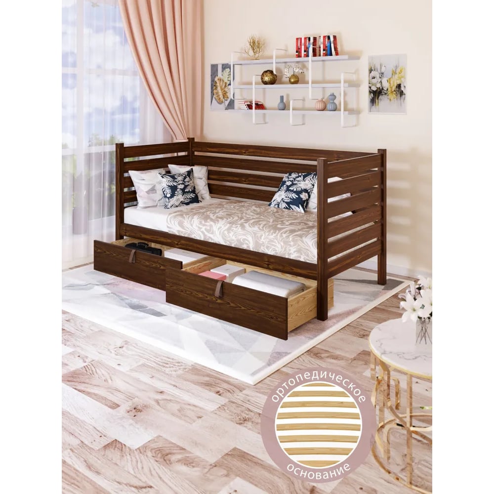 Односпальная тахта Solarius из массива сосны, с реечным основанием ...