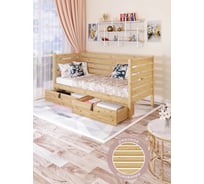 Односпальная тахта Solarius из массива сосны, с реечным основанием и высокими бортиками, 80x190 см, габариты 90x200 см, ольха tahta-spin80-190olha