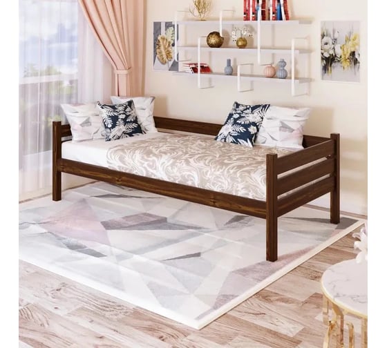 Односпальная тахта Solarius из массива сосны, с реечным основанием, 170x80 см, габариты 180x90 см, без шлифовки и покраски tahta80-170net 1