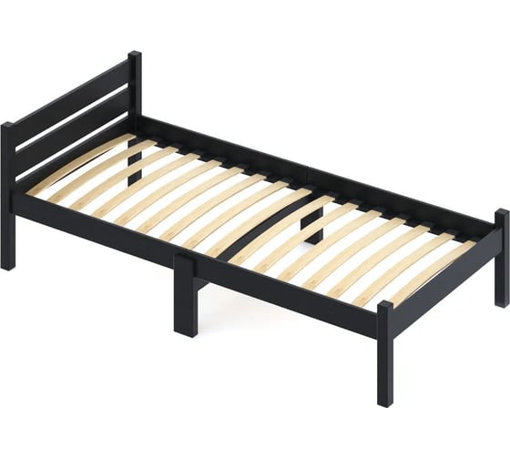 Односпальная кровать Solarius Классика Компакт сосновая, с ортопедическим основанием, черный оникс 90x190 см ortokompakt90onix-190 1