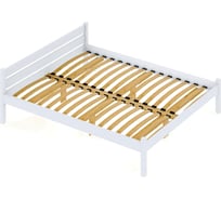 Двуспальная кровать Solarius Классика из массива сосны, с ортопедическим основанием, 200x140 см, габариты 210x150 см, белый 401-10024