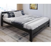 Двуспальная кровать Solarius Мишка усиленная, из массива сосны, с реечным основанием, 200x150 см, габариты 210x160 см, антрацит 150mser