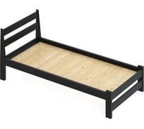 Односпальная кровать Solarius Мишка усиленная, из массива сосны, со сплошным основанием, 200x100 см, габариты 210x110 см, черный оникс 100monix-full