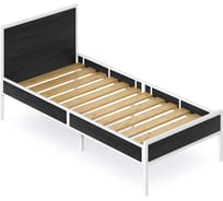 Односпальная кровать Solarius Лофт Компакт с реечным основанием, черный оникс с белым металлическим каркасом, 100x200 см KOMP100loft-onix-white