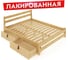 Двуспальная кровать Solarius Мишка усиленная, из массива сосны, с реечным основанием 200x140 см, габариты 210x150 см, с двумя выкатными ящиками, лакированная 140mlak-2yash 1