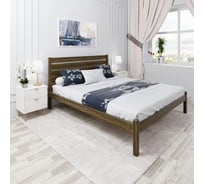 Двуспальная кровать Solarius Классика из массива сосны, с высокой спинкой и ортопедическим основанием, 190x160 см, габариты 200x170 см, темный дуб klasorto-spin160temd-190