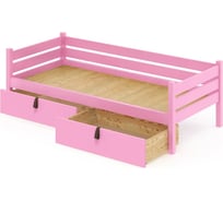 Односпальная тахта Solarius из массива сосны, со сплошным основанием, 160x100 см, габариты 170x110 см, с двумя выкатными ящиками, розовый tahta100-160roz-full-2yash