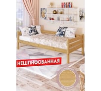 Односпальная тахта Solarius из массива сосны, со сплошным основанием, 200x90 см, габариты 210x100 см, без шлифовки и покраски tahta90-200net-full