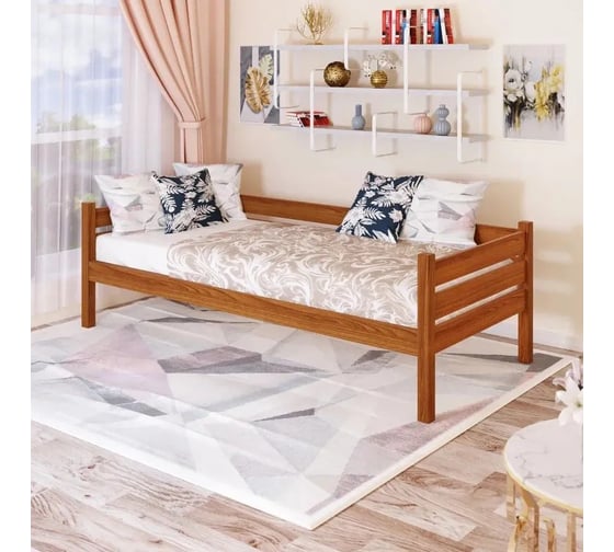 Односпальная тахта Solarius из массива сосны, с реечным основанием, 160x100 см, габариты 170x110 см, ольха tahta100-160olha 1