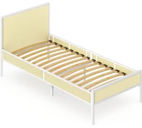 Односпальная кровать Solarius Лофт Компакт с ортопедическим основанием, ваниль, с белым металлическим каркасом, 80x200 см KOMP80loft-van-white-orto