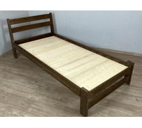 Solarius Кровать Мишка усиленная, лакированная, из массива сосны с основанием, 200x80 см, темный дуб, габариты 210x90 см 80mtemd