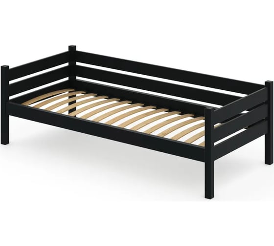 Односпальная тахта Solarius из массива сосны, с ортопедическим основанием, 190x80 см, габариты 200x90 см, антрацит tahta80-190ser-orto 1