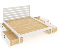 Двуспальная кровать Solarius Классика из массива сосны, со сплошным основанием и высокой спинкой, 180x200 см, с четырьмя выкатными ящиками, темный дуб klas-spin180temd-full-4yash