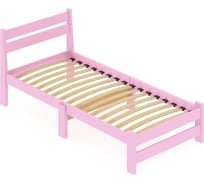 Односпальная кровать Solarius Мишка Компакт сосновая, с ортопедическим основанием, розовый, 70x190 см mortokompakt70roz-190