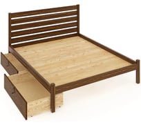 Двуспальная кровать Solarius Классика из массива сосны, со сплошным основанием и высокой спинкой, 180x190 см, с двумя выкатными ящиками, антрацит klas-spin180ser-190-full-2yash