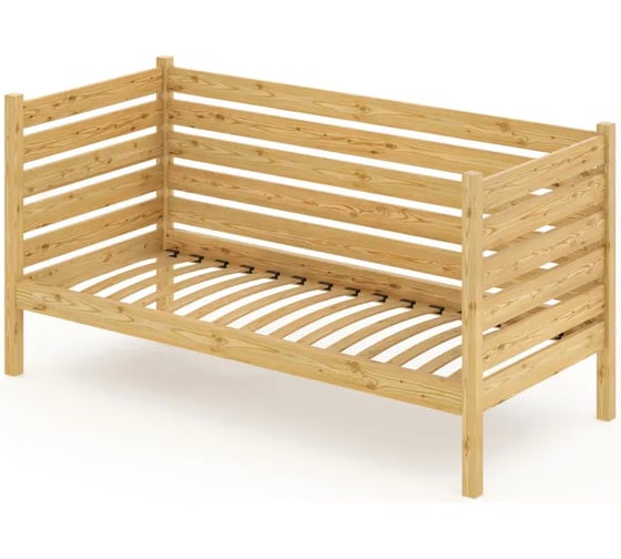 Односпальная тахта Solarius из массива сосны, с ортопедическим основанием и высокими бортиками, 90x190 см, габариты 100x200 см, лакированная tahta-spin90-190lak-orto 1