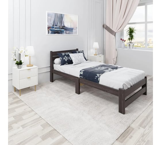 Односпальная кровать Solarius Мишка Компакт сосновая, со сплошным основанием, без шлифовки и покраски 90x190 см mkompakt90net-190-full 1