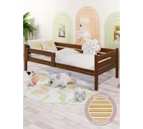 Односпальная кровать Solarius подростковая, из массива сосны, с реечным основанием, 140x70 см, габариты 150x80 см, темный дуб det70-140temd