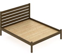 Двуспальная кровать Solarius Классика из массива сосны, с высокой спинкой и сплошным основанием, 200x160 см, габариты 210x170 см, темный дуб klas-spin160temd-full