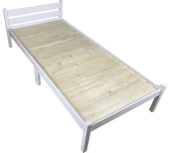 Односпальная кровать Solarius Классика Компакт сосновая, со сплошным основанием, белая, 200x60 см kompakt60bel-full 1