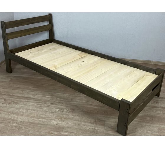 Solarius Кровать Мишка лакированная, усиленная, из массива сосны, с основанием, 190x80 см, венге, габариты 200x90 см 80mven-190 1