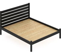 Двуспальная кровать Solarius Классика из массива сосны, с высокой спинкой и сплошным основанием, 200x160 см, габариты 210x170 см, черный оникс klas-spin160onix-full