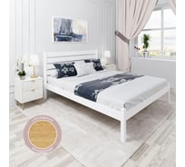 Двуспальная кровать Solarius Классика из массива сосны, со сплошным основанием и высокой спинкой, 160x200 см, с двумя выкатными ящиками, белый klas-spin160bel-full-2yash