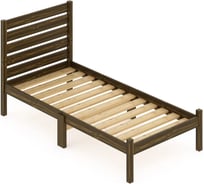 Односпальная кровать Solarius Классика Компакт с высокой спинкой, из массива сосны, с реечным основанием, темный дуб, 70x190 см kompakt-spin70temdub-190