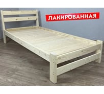 Односпальная кровать Solarius Мишка усиленная, из массива сосны, со сплошным основанием, 190x100 см, габариты 200x110 см, лакированная 100mlak-190-full