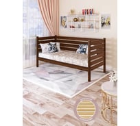 Односпальная тахта Solarius из массива сосны, с реечным основанием и высокими бортиками, 100x180 см, габариты 110x190 см, темный дуб tahta-spin100-180temd