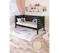 Односпальная тахта Solarius из массива сосны, с ортопедическим основанием, 170x80 см, габариты 180x90 см, антрацит tahta80-170ser-orto