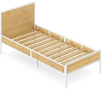 Односпальная кровать Solarius Лофт Компакт с реечным основанием, лакированная, с белым металлическим каркасом, 90x200 см KOMP90loft-lak-white